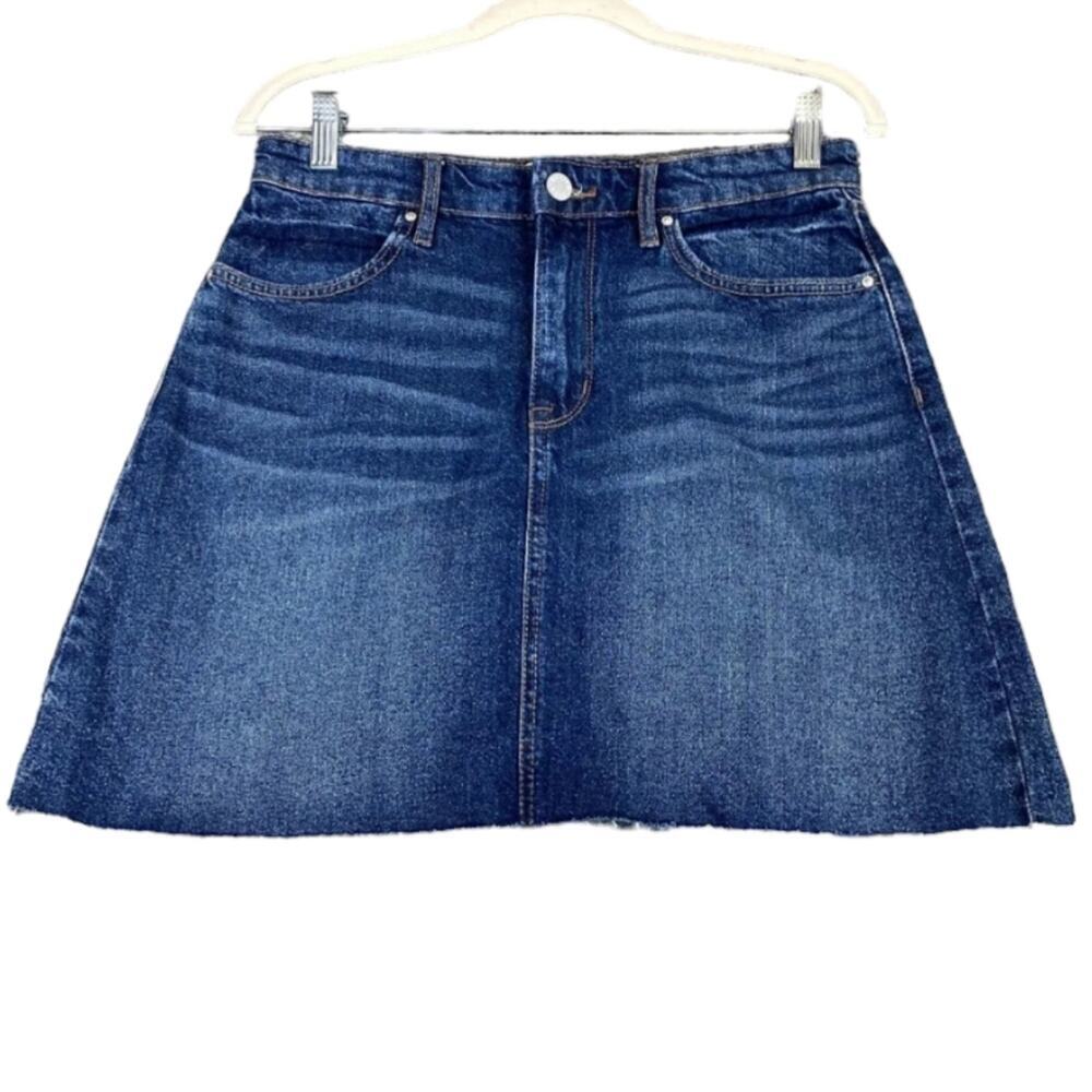 William Rast Womens Denim Skirt Size 27 A Line Frayed Hem Blue Jean